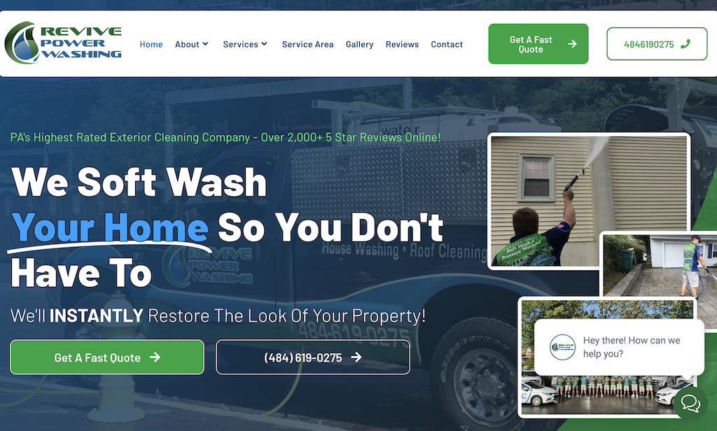 Captura de Imagen del Sitio Web de Lavado a Presion de Revive Power Washing